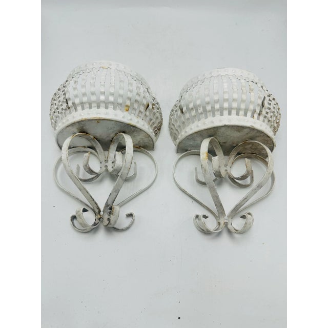 Metal Vintage Tole Wall Planters For Sale - Image 7 of 8