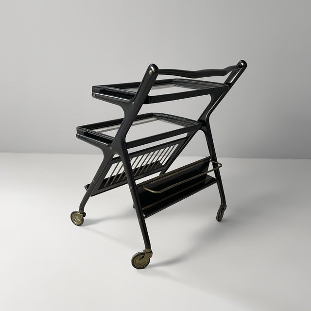 Mid-Century Modern Italian Serving Bar Cart by Cesare Lacca, 1950s For Sale - Image 6 of 18