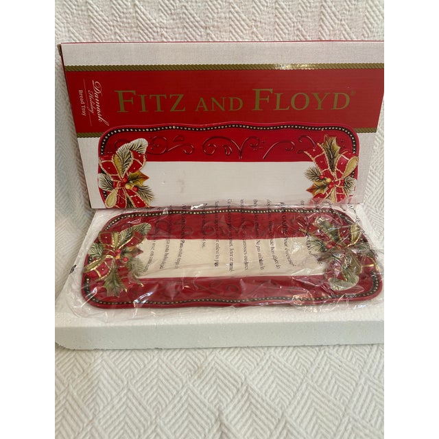 2010s 2016 Fitz and Floyd “Damask Holiday” Bread or Sandwich Tray For Sale - Image 5 of 6