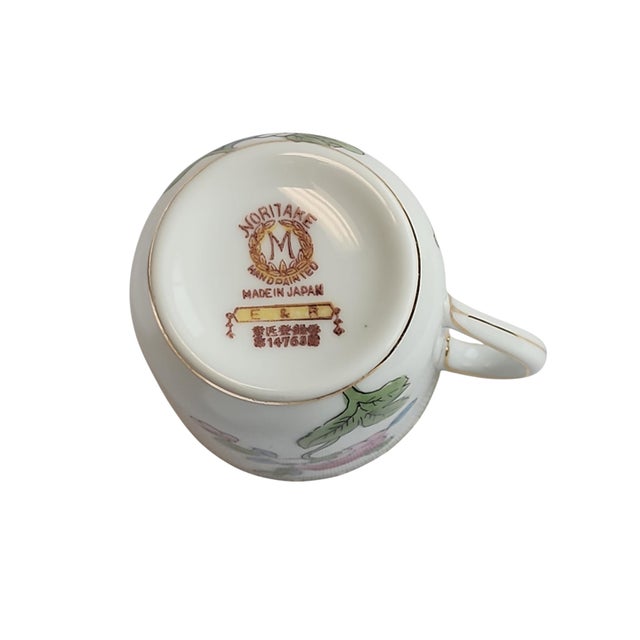 White Rare 1920s Noritake Earthquake Relief Special Edition Teacup and Saucer Set For Sale - Image 8 of 9