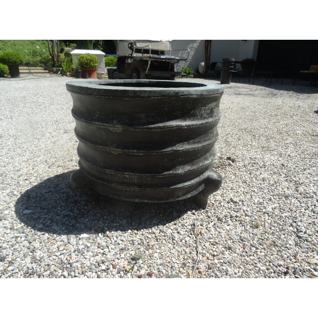 1950s Extra Large Vintage Chinese Bronze Jardiniere Planters For Sale - Image 5 of 7