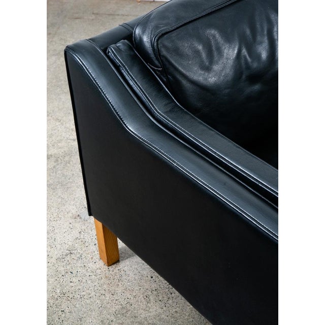 1960s Mid Century Danish Modern Sofa Couch 3 Seater Leather Black Vintage Denmark MCM For Sale In Sacramento - Image 6 of 11