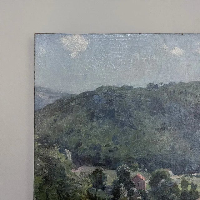 Dark Green Oil Painting on Canvas by Xavier Wurth (1869-1933) For Sale - Image 8 of 12