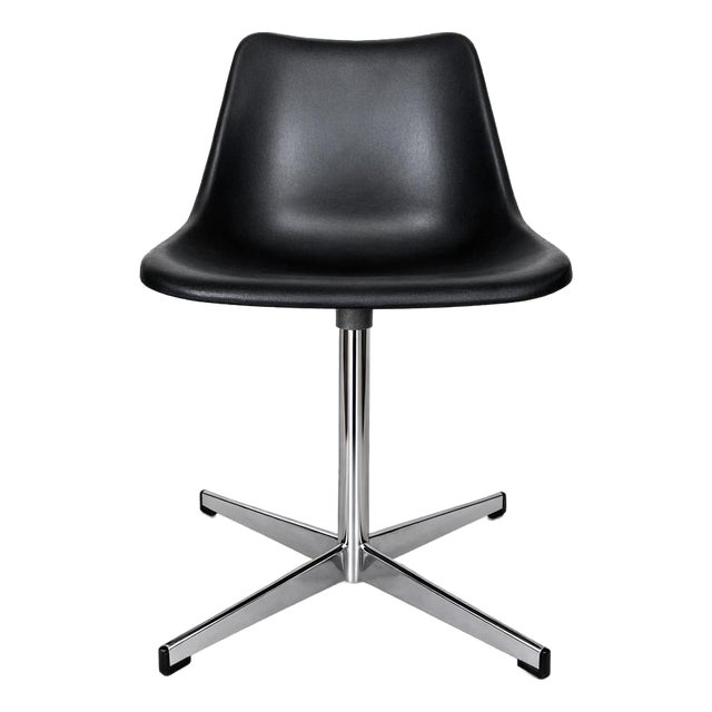 Vintage Swivel Chair with Black Shell and Chrome Base by Robin and Lucienne Day, 1960s For Sale