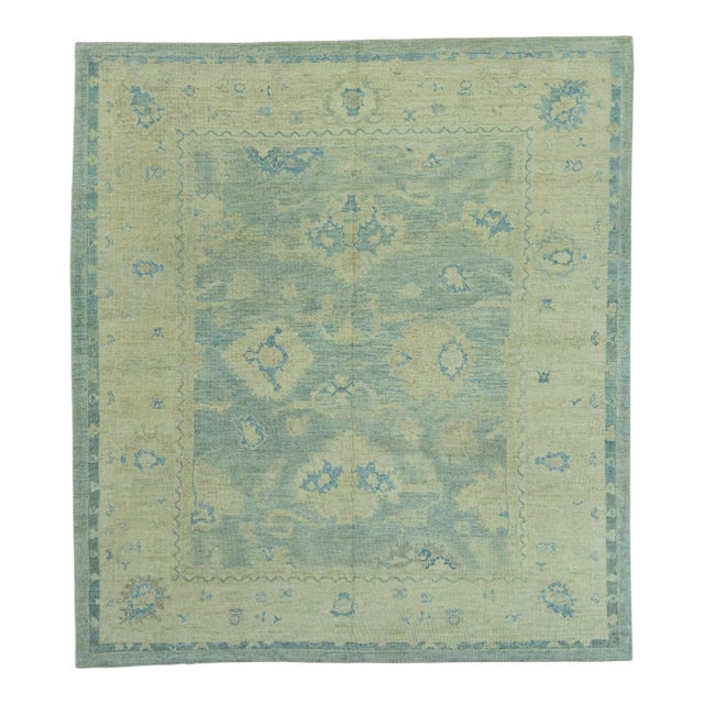 Turkish Oushak Rug 9'1" x 10' #19073 For Sale