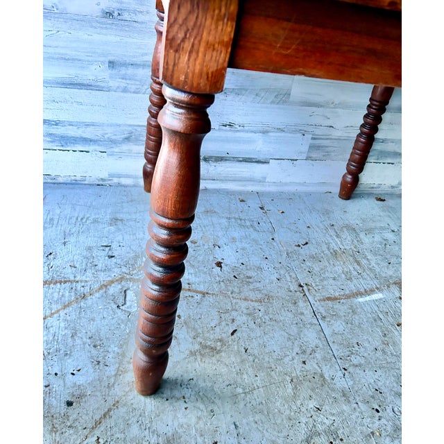 Antique Oak Wood Kitchen Table With Chairs For Sale - Image 9 of 9