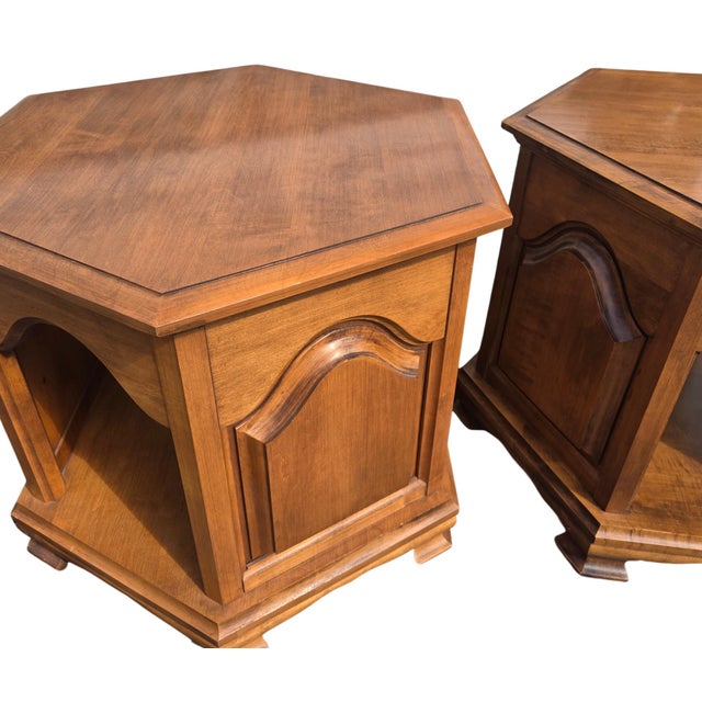 Brown Boho Solid Rock Maple Nightstands- A Pair For Sale - Image 8 of 14