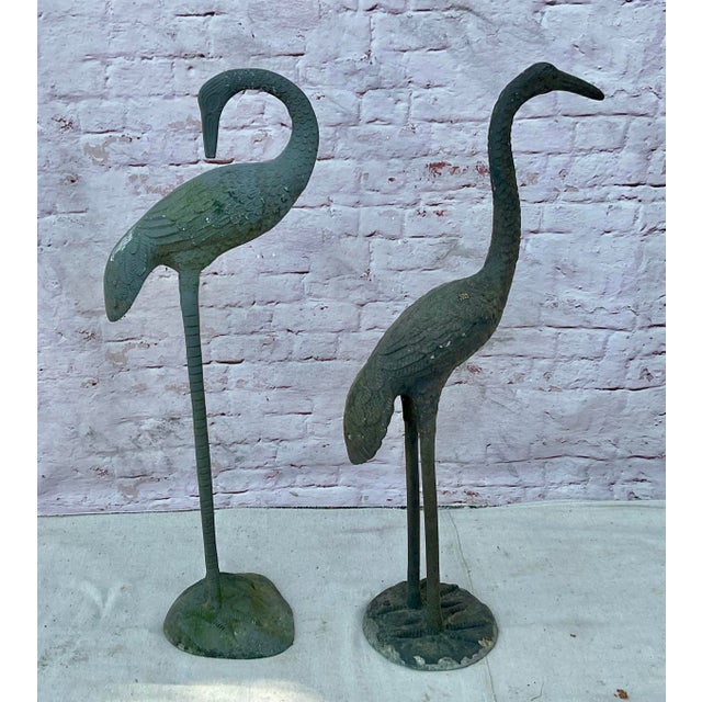 Vintage Cast Metal Cranes, a Pair For Sale - Image 4 of 8