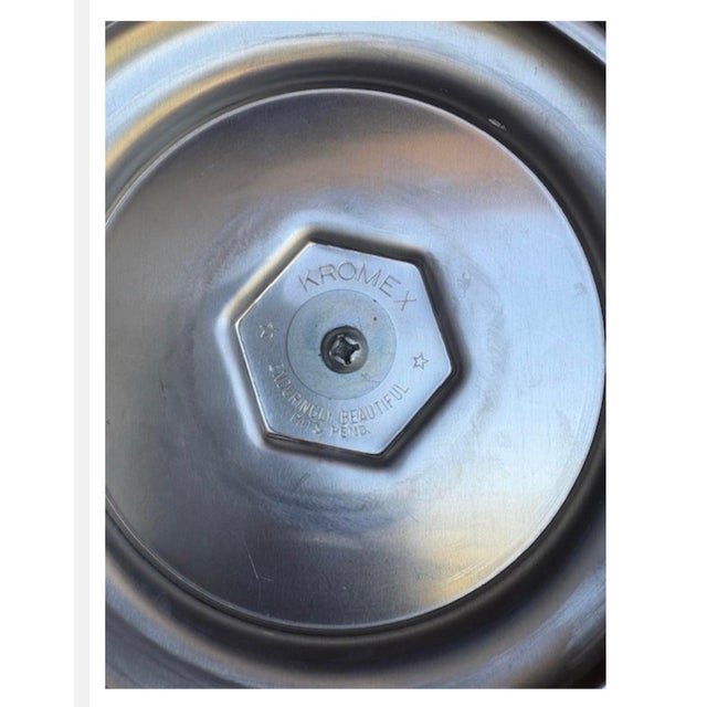 Vintage Mid-Century Modern Aluminum Ice Bucket With Gold-Tone Lid and Handle by Kromex For Sale - Image 12 of 12