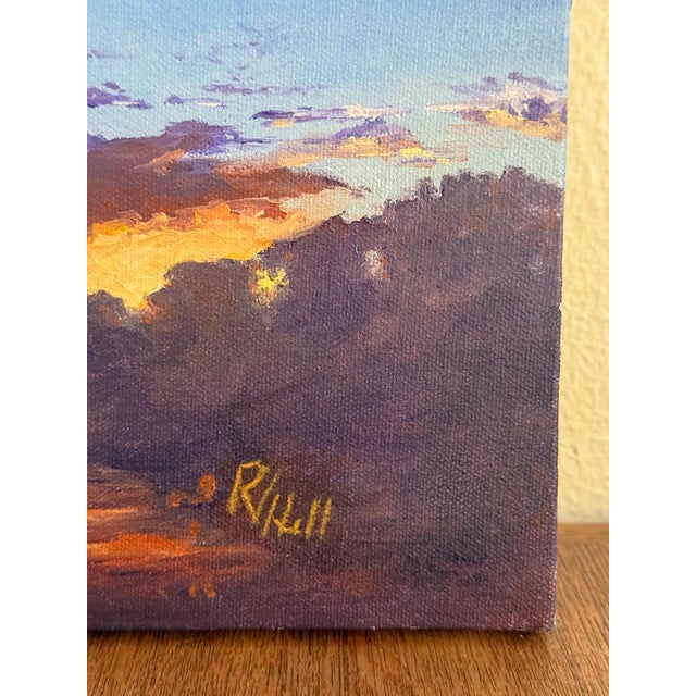 Transitional Looking West on Lake Fork, Sunset Oil Painting on Canvas, Signed, Robert Valton Hill For Sale - Image 3 of 5