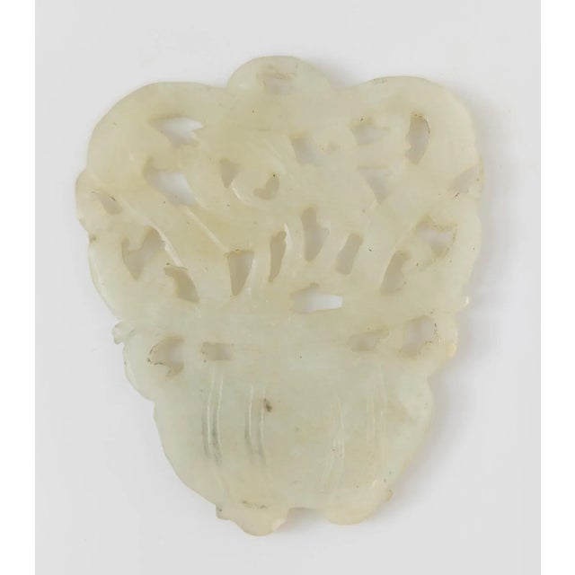 Gemstone 20th Century Chinese Carved Celadon Gray Nephrite Jade Pendant Plaque For Sale - Image 7 of 9