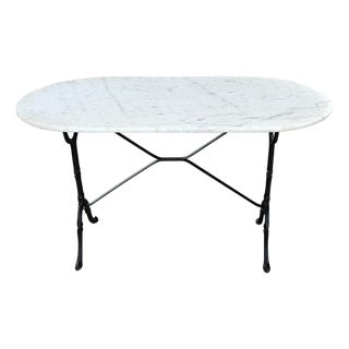 Early 20th Century French Marble Top Capsule Shape Bistro Table For Sale