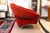 Thayer Coggin Vintage Milo Baughman Thayer Coggin Boldido Red Fabric Lounge Chair and Ottoman For Sale - Image 4 of 12