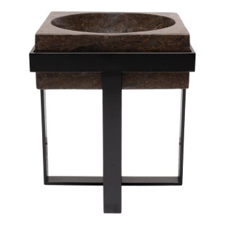 Puddingstone Basin Side Table For Sale