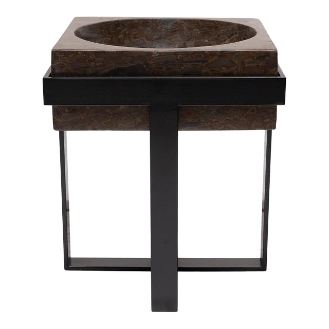 Puddingstone Basin Side Table For Sale