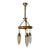 Antique Brass Three Light Tudor Revival Quatrefoil Pattern Chandelier For Sale