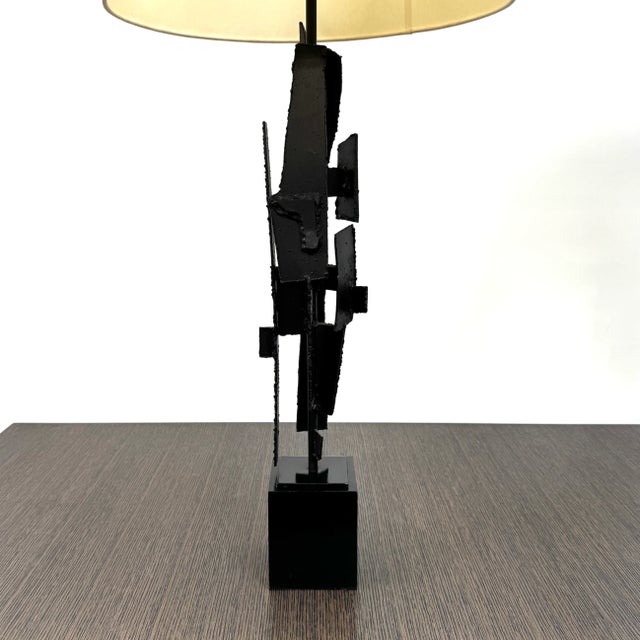 Mid-Century Modern 1960s Richard Barr Iron Brutalist Table Lamps for Laurel Lamp Co. - a Pair For Sale - Image 3 of 11