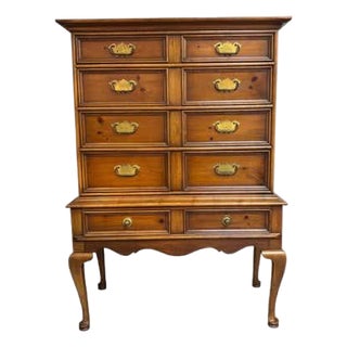 Drexel Tall Boy Dresser, Walnut, Hollywood Regency Style, USA, 1970 For Sale