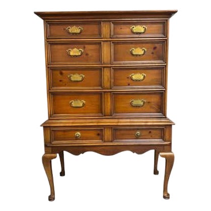 Drexel Tall Boy Dresser, Walnut, Hollywood Regency Style, USA, 1970 For Sale