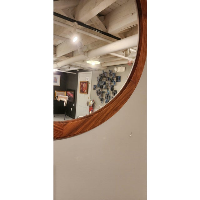 Mid 20th Century Vintage Rosewood round mirror by Aksel Kjersgaard For Sale - Image 5 of 9