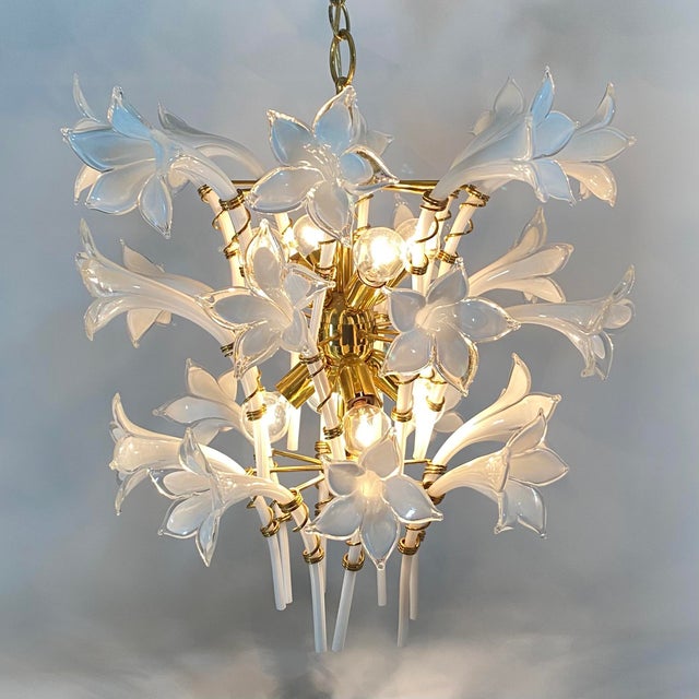Vintage Murano Glass Calla Lily Chandelier Chairish