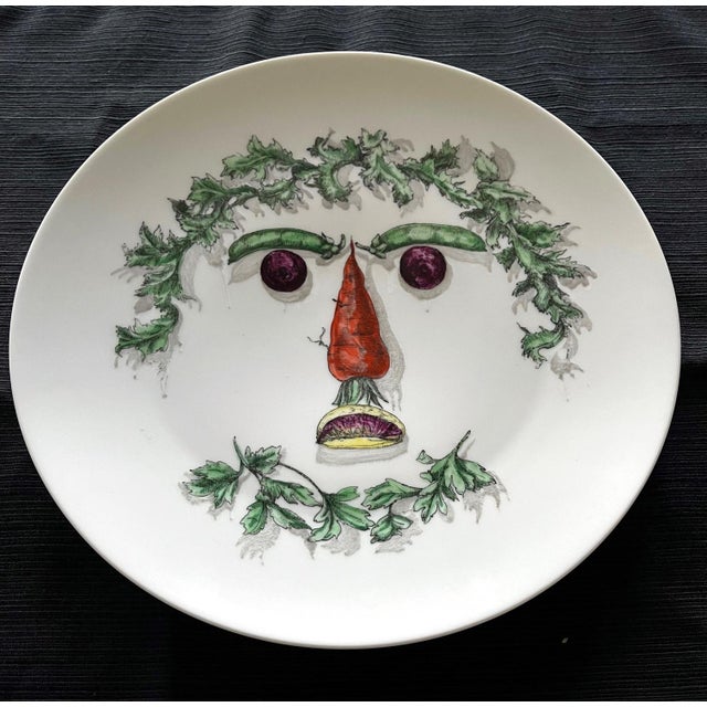 Modern Ceramic Plate with Vegetable Face Fornasetti For Sale - Image 3 of 6