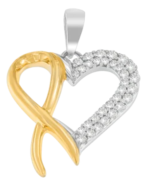 .925 Sterling Silver Two Toned 1/4 cttw Round Cut Diamond Pendant Necklace (H-I, I2-I3)