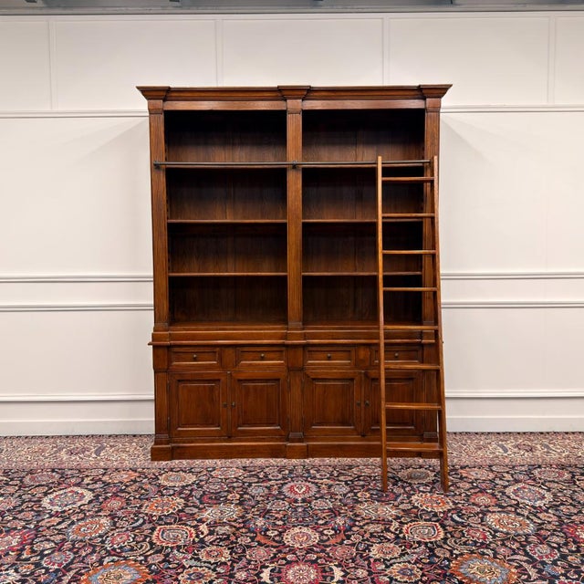 Rustic Large English Bookcase in Oak For Sale - Image 3 of 18