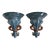 Vintage Ceramic Wall Brackets Sconces Fleur-De-Lis Blue and Brown Glazed – A Pair For Sale