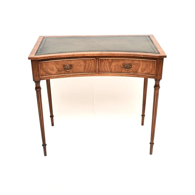 Walnut Leather Top Concave Desk, 1930 For Sale - Image 12 of 12