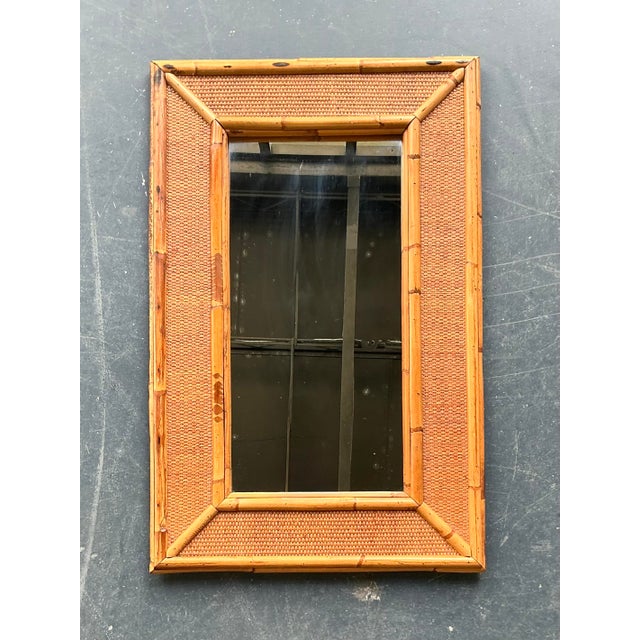 Vintage Boho Burnt Bamboo Mirror For Sale - Image 4 of 11