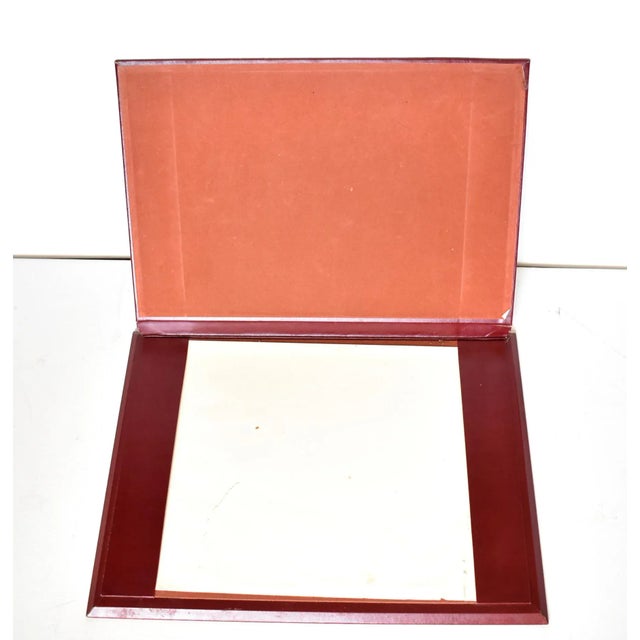 Vintage Red Leather Desk Set - Document Holder, Pencil Cup, and Letter Holder For Sale - Image 4 of 13
