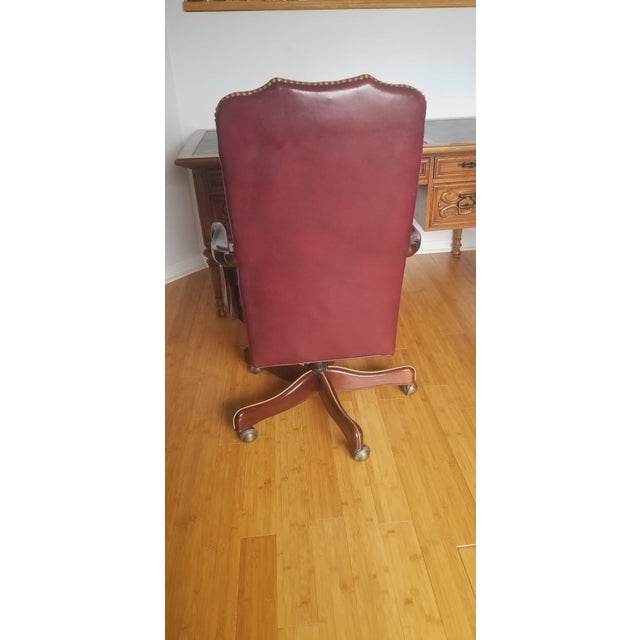 Vintage Hickory Chair Tufted Oxblood Leather Executive Desk Chair For Sale - Image 11 of 13