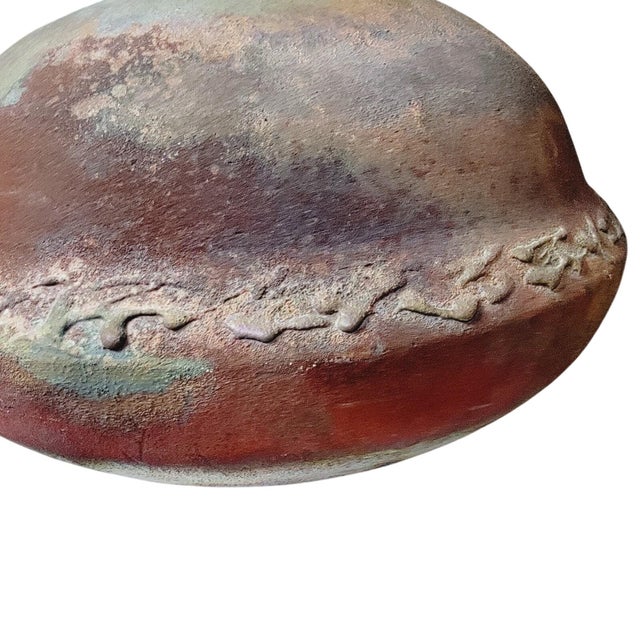 Ceramic Japanese Raku Pottery Vase Signed George M. Blackman Brutalist Art 9" X 12.75" For Sale - Image 7 of 11