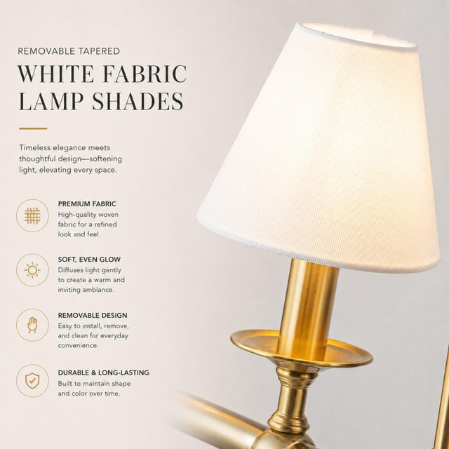 Transitional Aloadecor Transitional Warm Brass Linear Chandelier With Fabric Shades For Sale - Image 3 of 7
