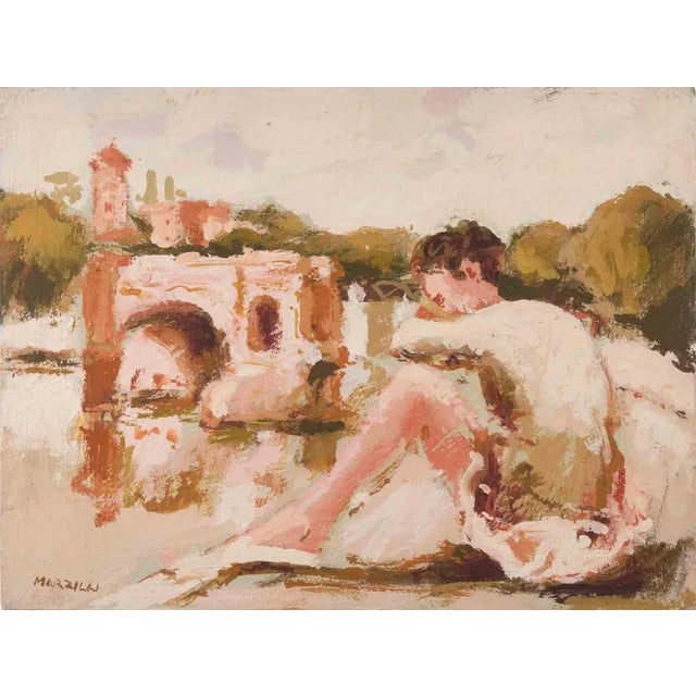 Franco Marzilli, Ballerina, Oil Painting, 1970s For Sale - Image 6 of 6