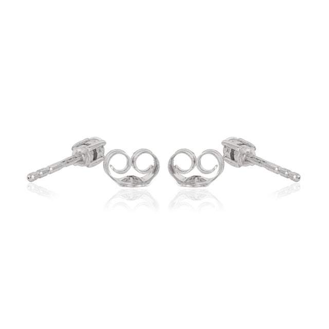 Metal 0.12 Ct Genuine Diamond Classic Prong Set Solitaire Stud Earrings G Color Si1 Clarity - A Pair For Sale - Image 7 of 12