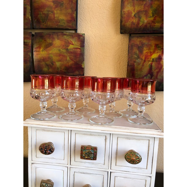 Ruby King S Crown Claret Glasses By Tiffin Glass Circa 1950s