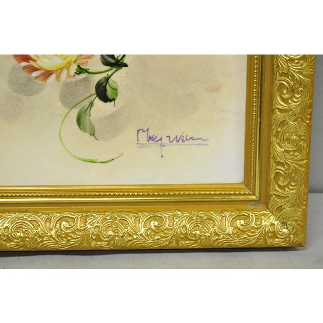 Ceramic Late 20th Century Mary Wilson French Hand Painted Porcelain Plaque Pink Rose Flower Painting (B) For Sale - Image 7 of 16