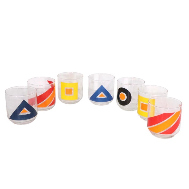 Mid-Century Modern 1970s Libbey Bold Super Graphic Mod Glasses - Set of Seven For Sale - Image 3 of 11