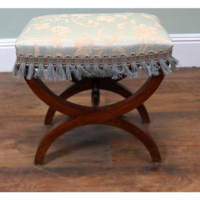 Hollywood Regency Regency Style X Frame Stool in Mahogany For Sale - Image 3 of 7