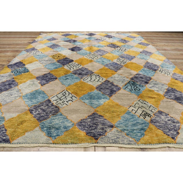 Textile Preppy Argyle Beni Mrirt Moroccan Rug - 10'03 X 13'03 For Sale - Image 7 of 9