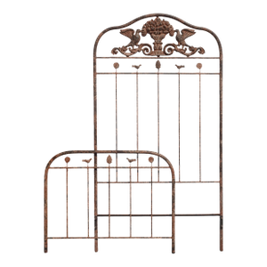 Vintage French Country Brown Crackle Twin Bed Frame ~ Headboard Footboard &Rails