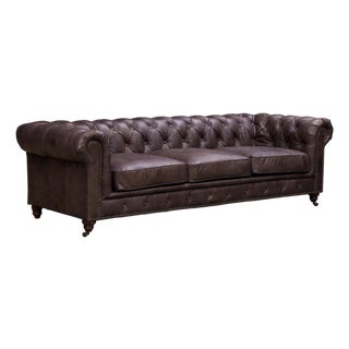 Century Chesterfield Sofa - Dark Brown Leather For Sale