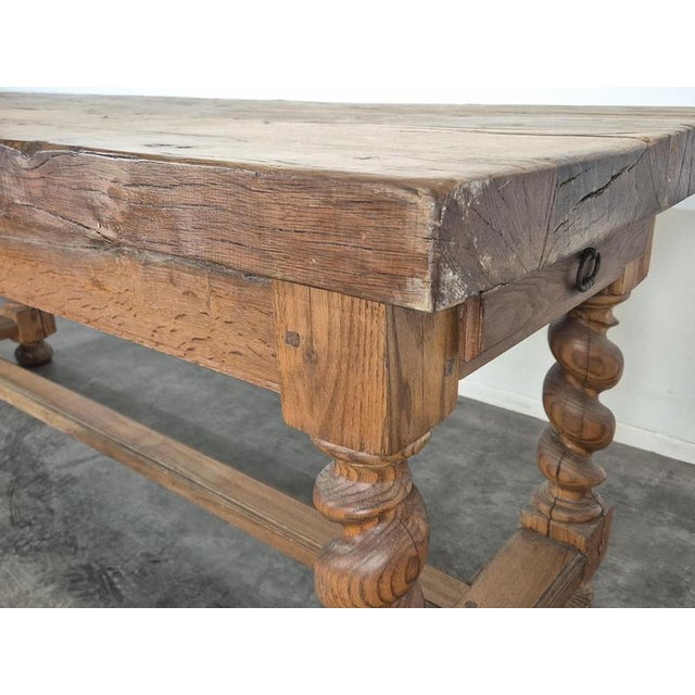 Rustic Louis XIII Style Farmhouse Table in Oak For Sale - Image 3 of 11