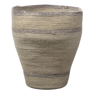 Jamie Young Trophy Basket in Seagrass with Blue Accents For Sale
