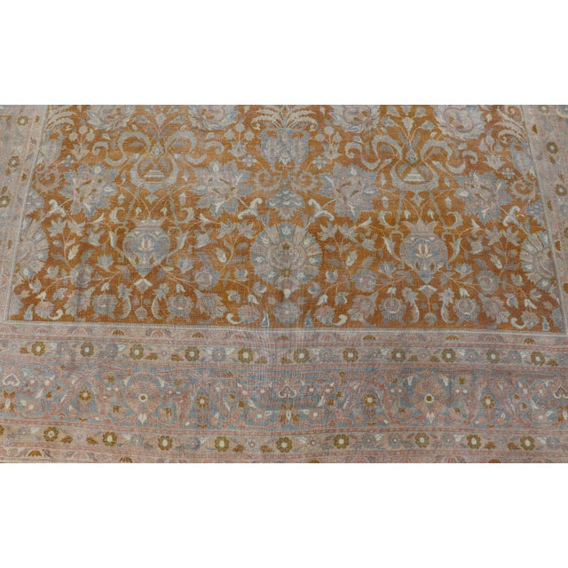 Antique Indian Amritsar Rug in Light Orange/Saffron, Pink, Light Blue & Green 9'10 X 13'3 For Sale - Image 15 of 17
