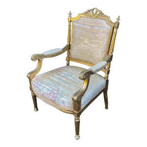 Antique 18th C Louis XVI Giltwood Fauteuil Arm Chair