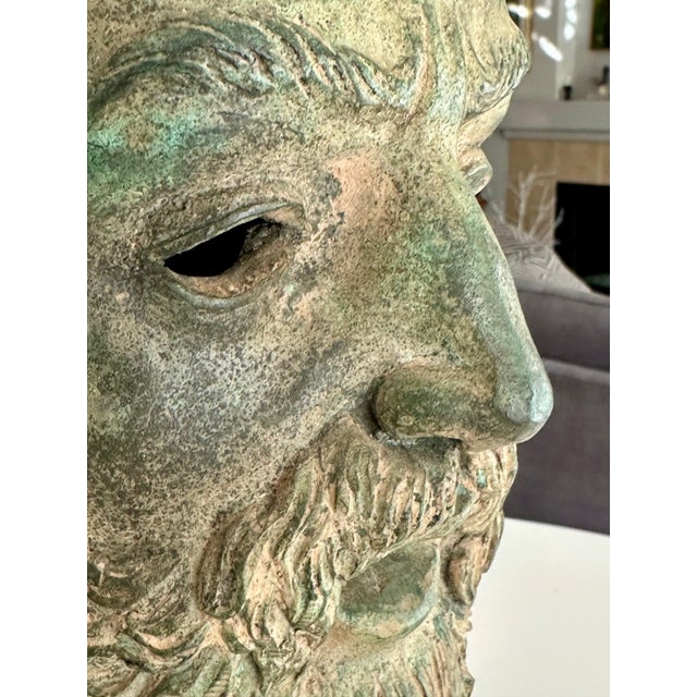 Vintage Patinated Bronze Bust Greek Scholar For Sale - Image 14 of 17