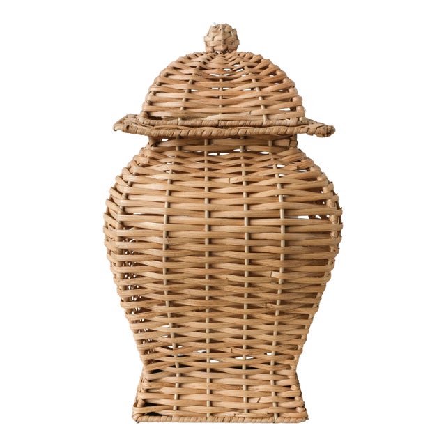 Square Wicker Ginger Jar, Small For Sale